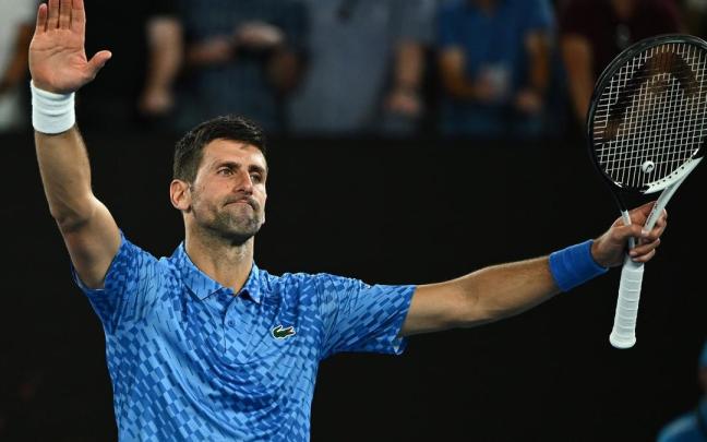 Djokovic celebra la victoria ante Minaur Djokovic celebra la victoria ante Minaur