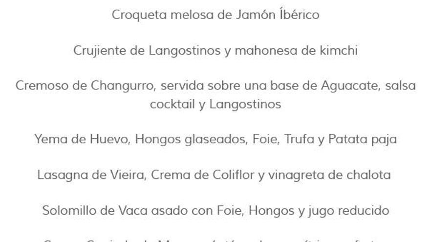 Menú para el día de Año Nuevo en el restaurante Andere de la calle Gorbea