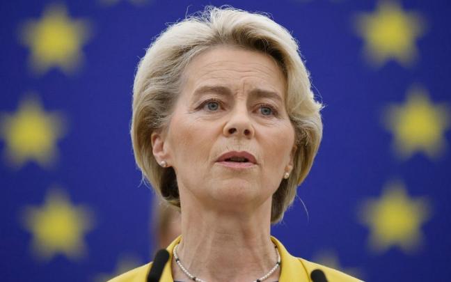 La presidenta de la Comisión Europea durante el debate sobre el estado de la Unión Europea. La presidenta de la Comisión Europea durante el debate sobre el estado de la Unión Europea.