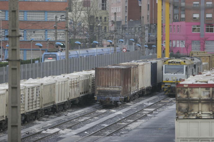 Transporte de mercancías por tren.