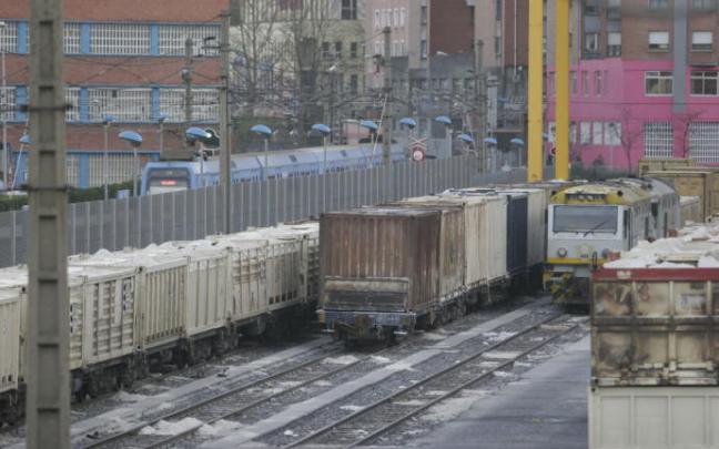 Transporte de mercancías por tren.