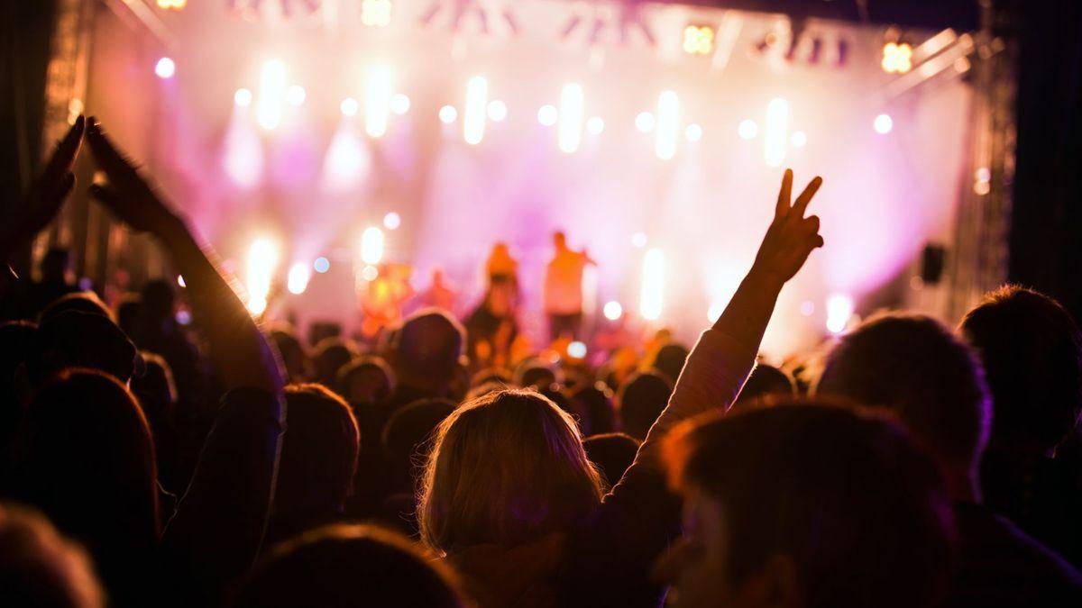 Cientos de personas se divierten en un concierto.