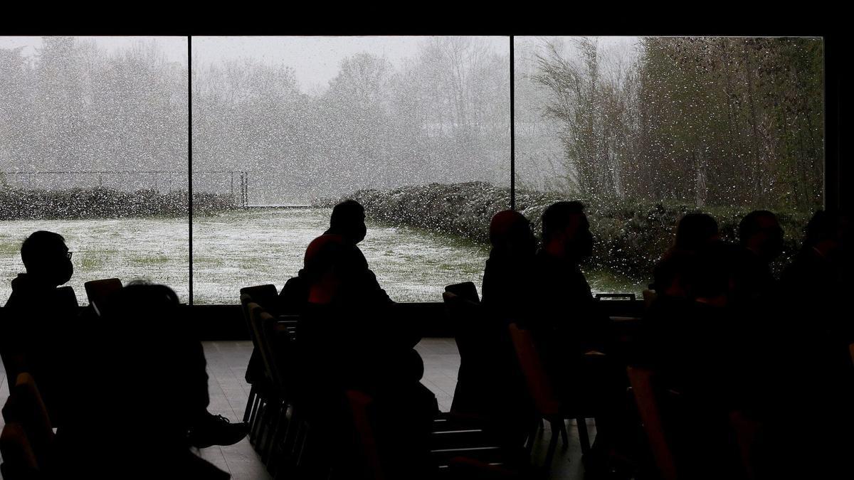 Imagen de archivo de una nevada en Pamplona