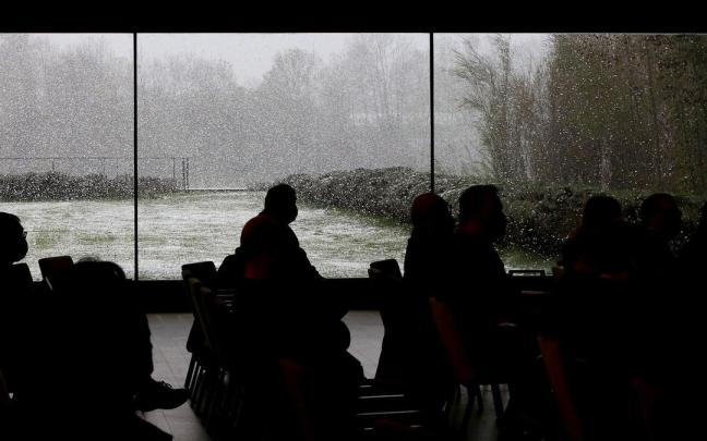 Imagen de archivo de una nevada en Pamplona
