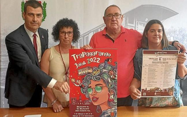 Responsables municipales, con el cartel de fiestas en su presentación oficial.
