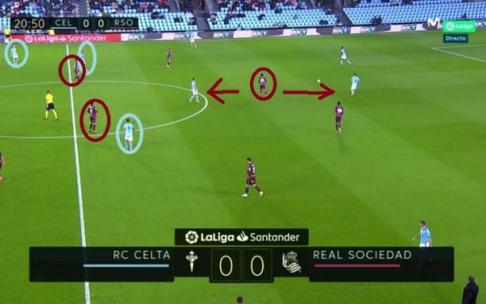 Una captura del partido jugado este jueves por el Celta y la Real.