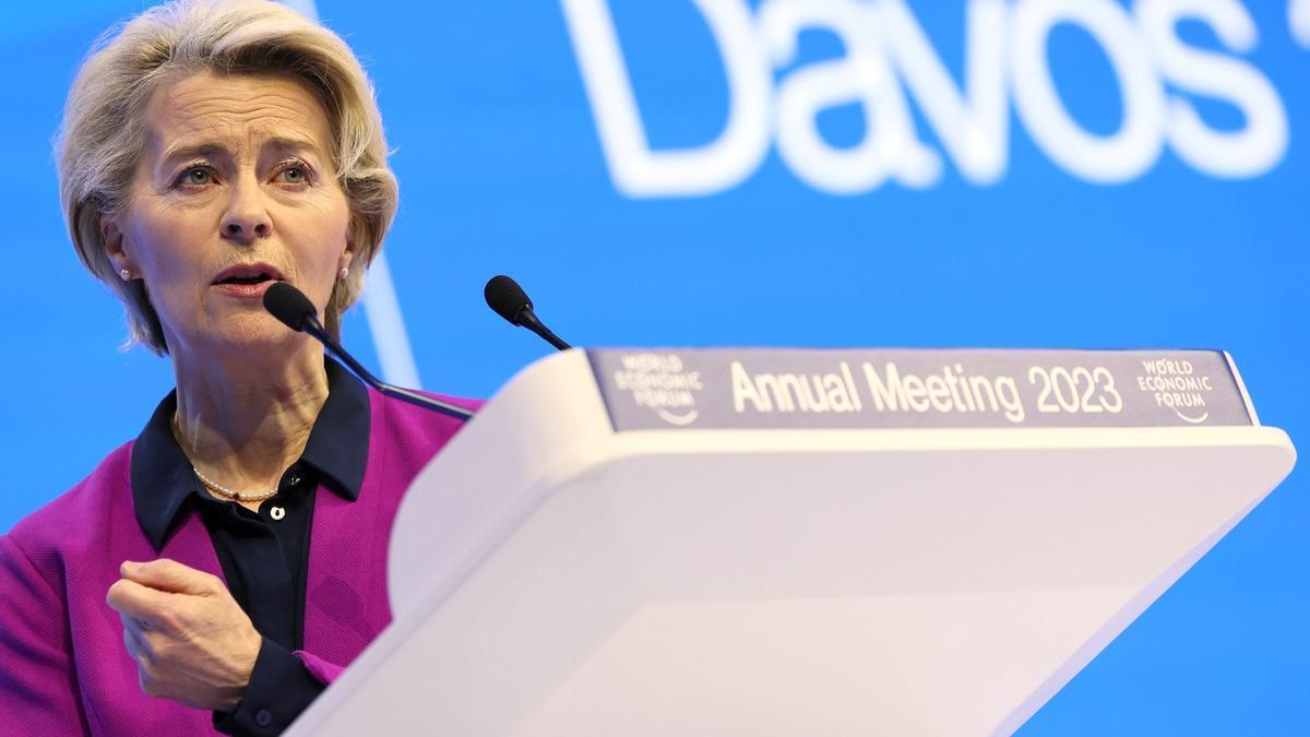 Ursula von der Leyen, ayer, durante su intervención en el Foro de Davos.