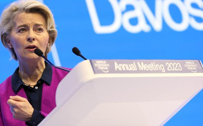 Ursula von der Leyen, ayer, durante su intervención en el Foro de Davos.