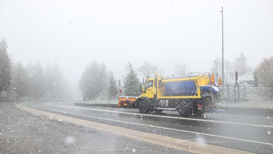 Un quitanieves limpia la calzada en Barazar.