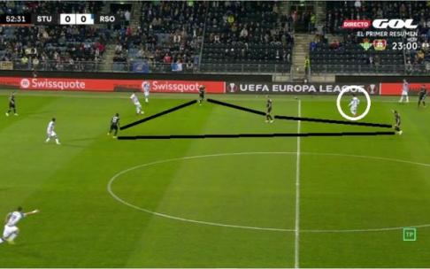 Una captura del partido de este jueves en Graz.