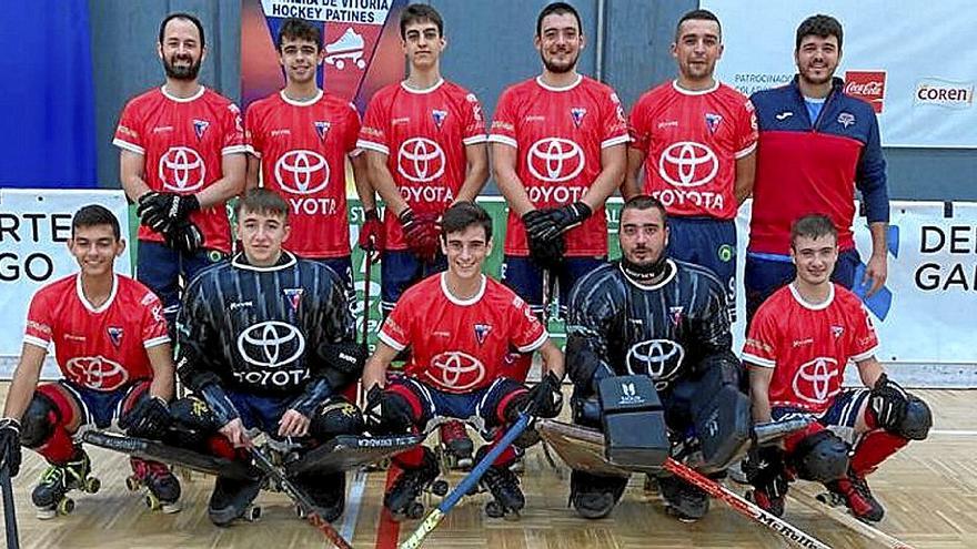 Plantilla del Aurrera de Vitoria de hockey patines.