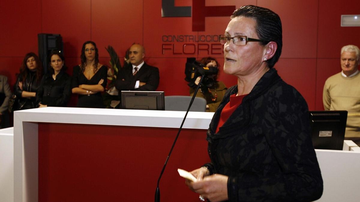 Conchita Flores, durante la inauguración de la sede de la constructora en Gorraiz en 2006.