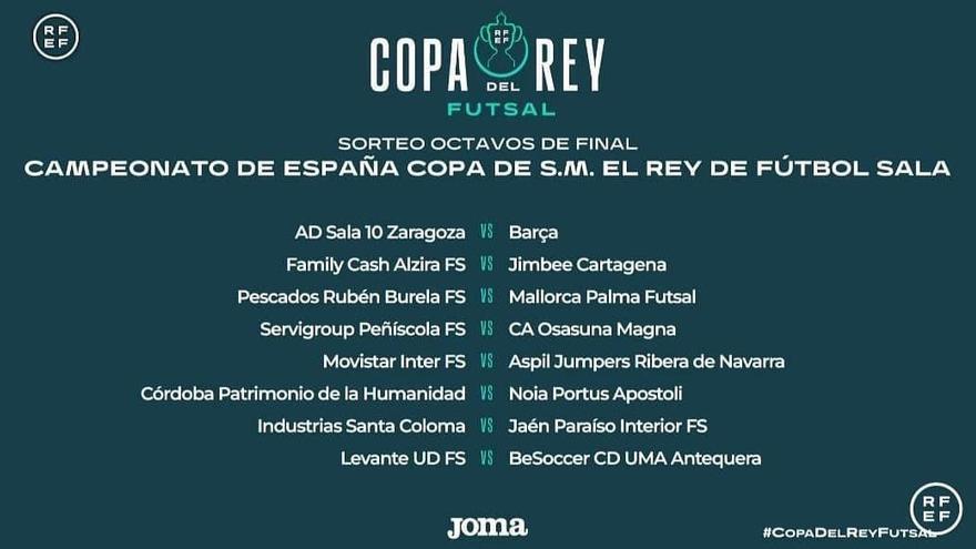 Emparejamientos en octavos de la Copa.