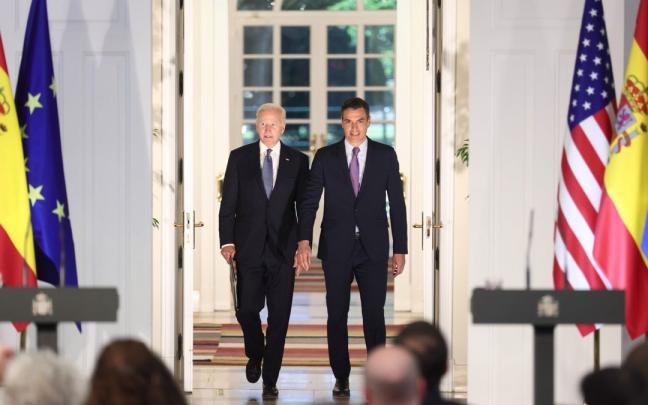 Los presidentes Joe Biden y Pedro S&aacute;nchez.