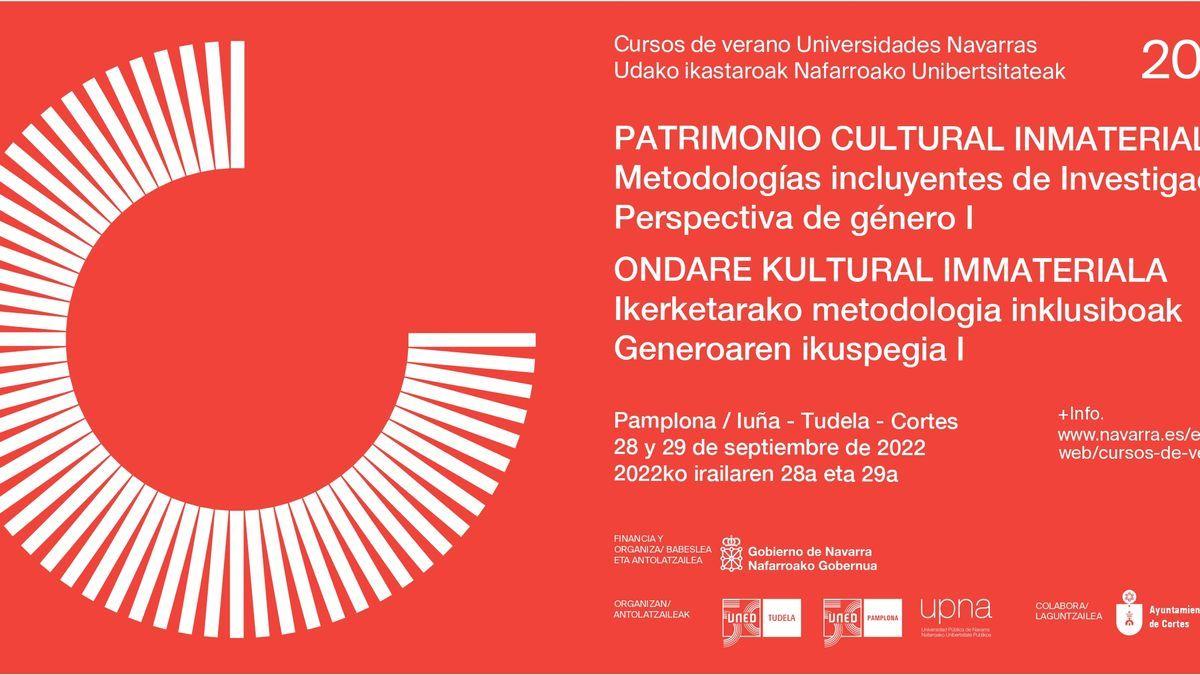 Cartel que ilustra el curso que se ofrecerá en Pamplona, Tudela y Cortes.