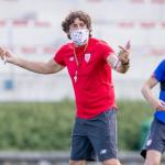 Patxi Salinas, durante un entrenamiento con el Basconia