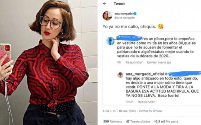 La foto de Ana Morgade que el usuario criticó y la respuesta de la actriz. La foto de Ana Morgade que el usuario criticó y la respuesta de la actriz.