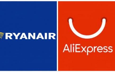 Los logos de Ryanair y AliExpress. Los logos de Ryanair y AliExpress.