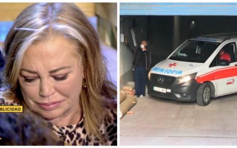 Belén Esteban tras su caída y su llegada al hospital este jueves en ambulancia. Belén Esteban tras su caída y su llegada al hospital este jueves en ambulancia.
