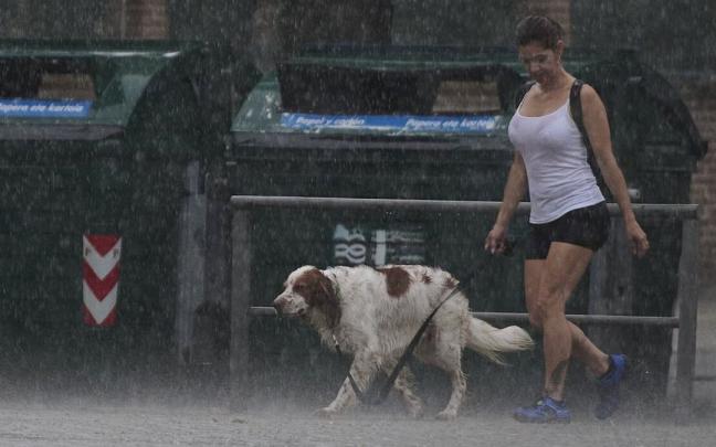 Una joven, sorprendida por la tormenta que cayó la primera semana de agosto mientras paseaba a su perro Una joven, sorprendida por la tormenta que cayó la primera semana de agosto mientras paseaba a su perro