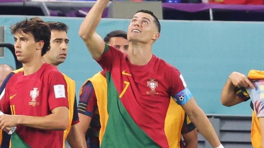 Cristiano celebra su gol contra Ghana.