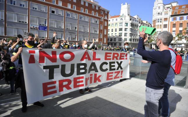 Protesta de los trabajadores de Tubacex. Protesta de los trabajadores de Tubacex.