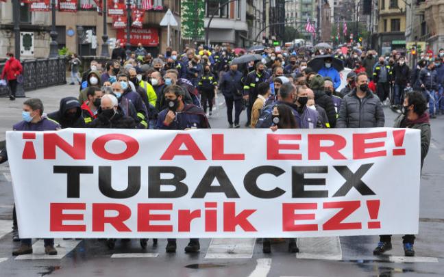 Protesta de los trabajadores de Tubacex.