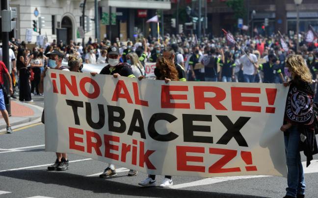 Protesta de trabajadores de Tubacex. Protesta de trabajadores de Tubacex.