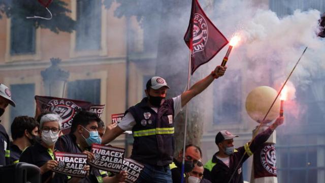 Protesta de los trabajadores de Tubacex.