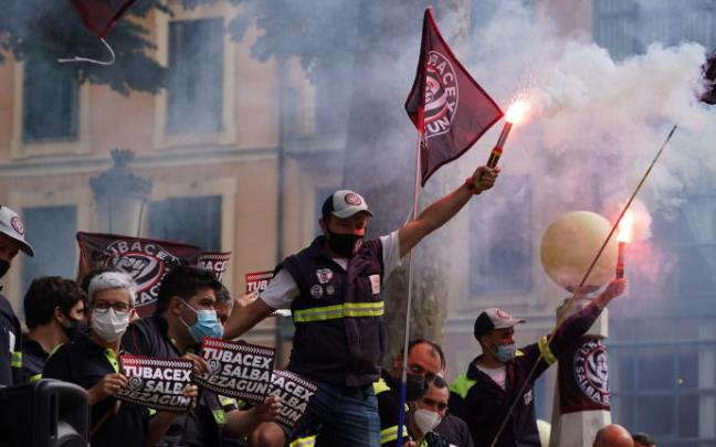 Protesta de los trabajadores de Tubacex.