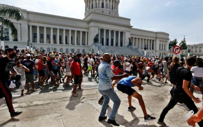 Protesta contra el Gobierno cubano el domingo en La Habana. Protesta contra el Gobierno cubano el domingo en La Habana.