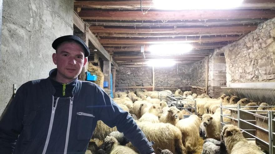 Aitor Urien se dedica a la elaboración de queso ecológico con sus 350 ovejas latxas cara negra.