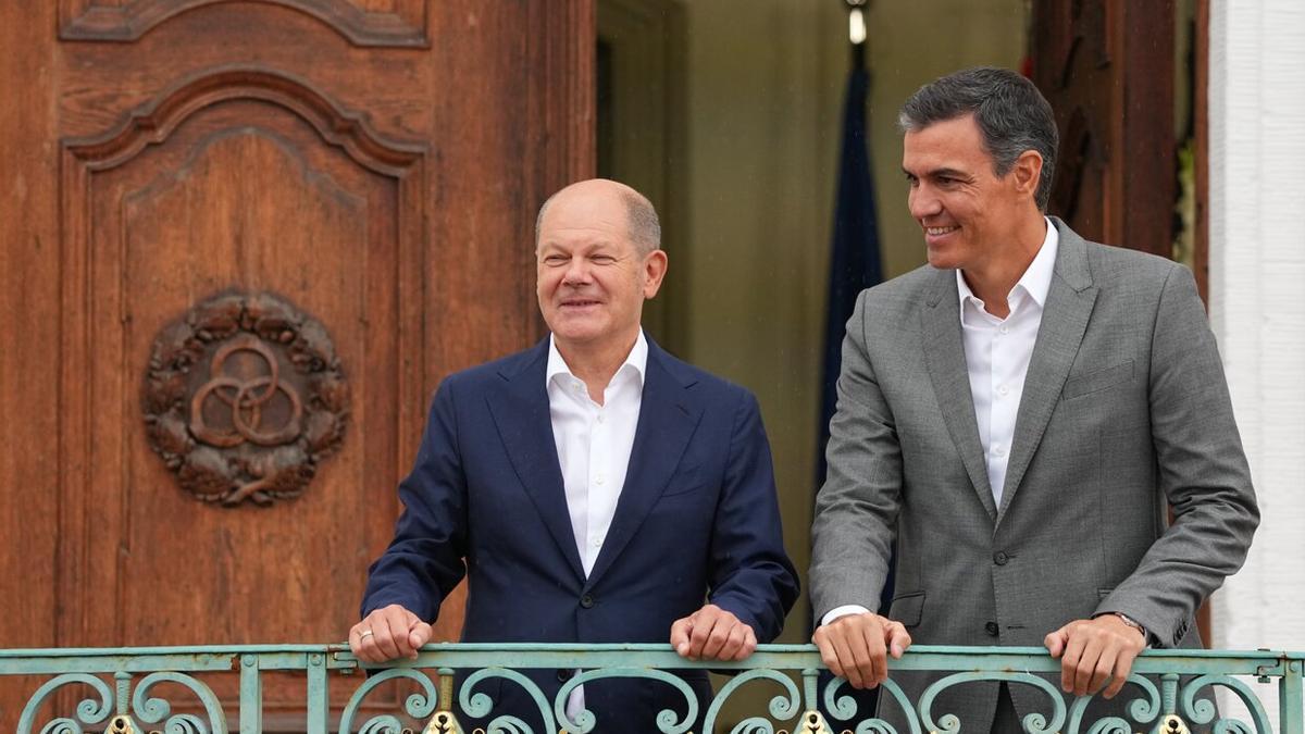 Sánchez durante un encuentro con el canciller alemán, Olaf Scholz.