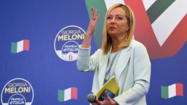 Giorgia Meloni tras conocer su victoria en las elecciones italianas. Giorgia Meloni tras conocer su victoria en las elecciones italianas.