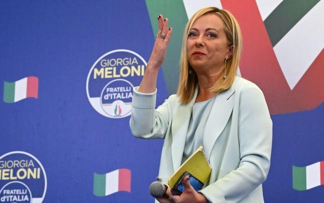 Giorgia Meloni tras conocer su victoria en las elecciones italianas.