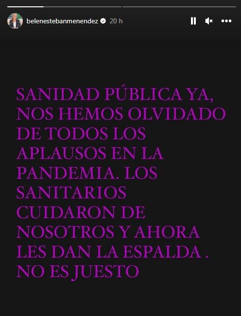 El texto publicado por Belén Esteban en sus stories.