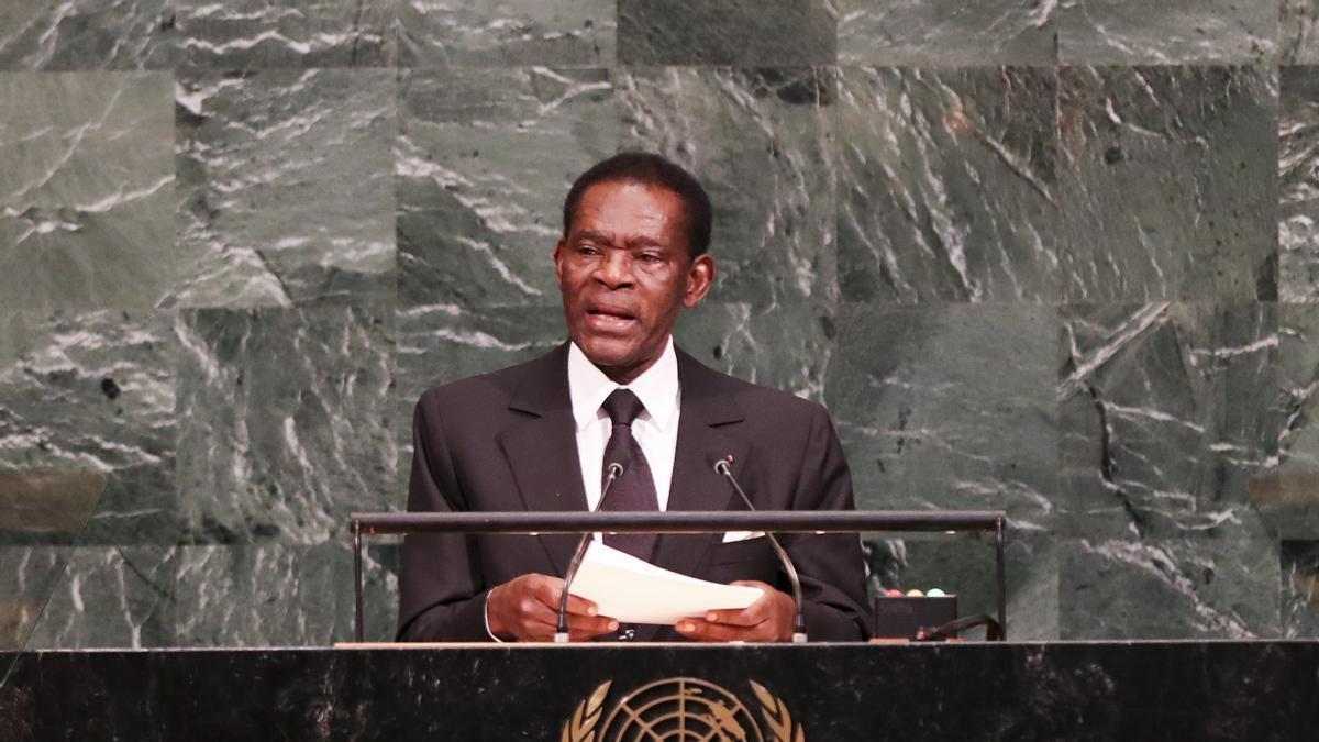 El presidente de Guinea Ecuatorial, Teodoro Obiang, en un discurso ante la ONU.