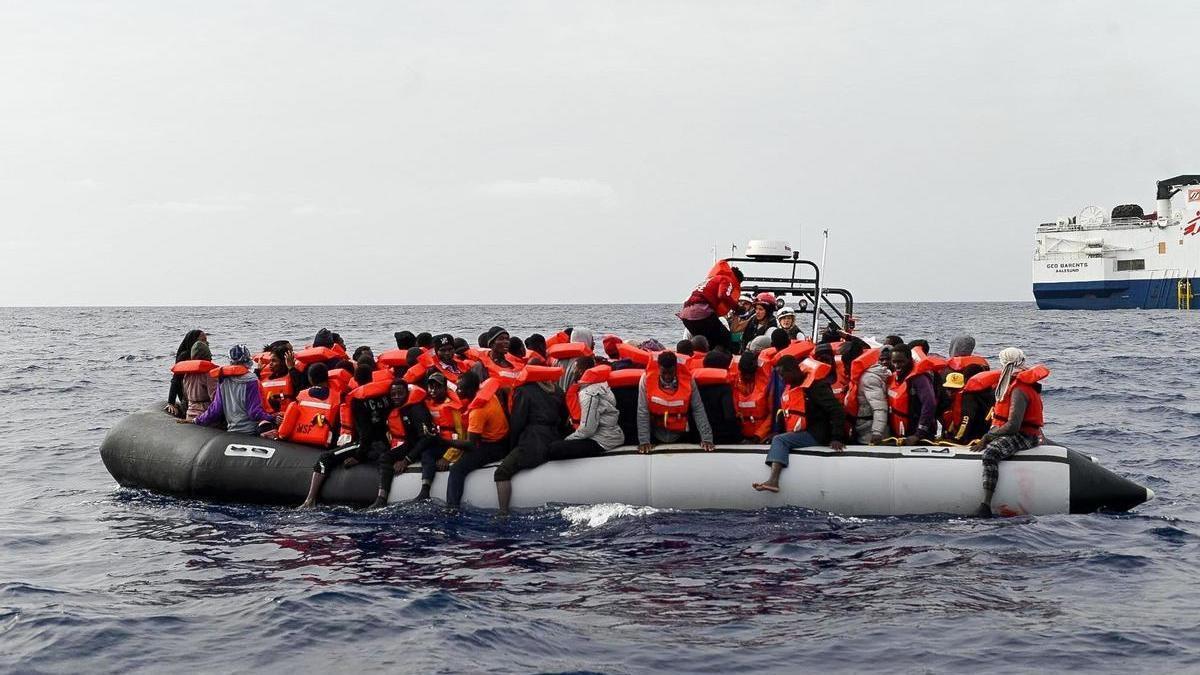 Migrantes rescatados por el 'Geo Barents'.