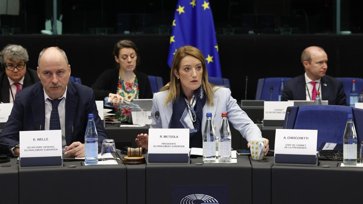 Roberta Metsola este martes en el Parlamento Europeo.