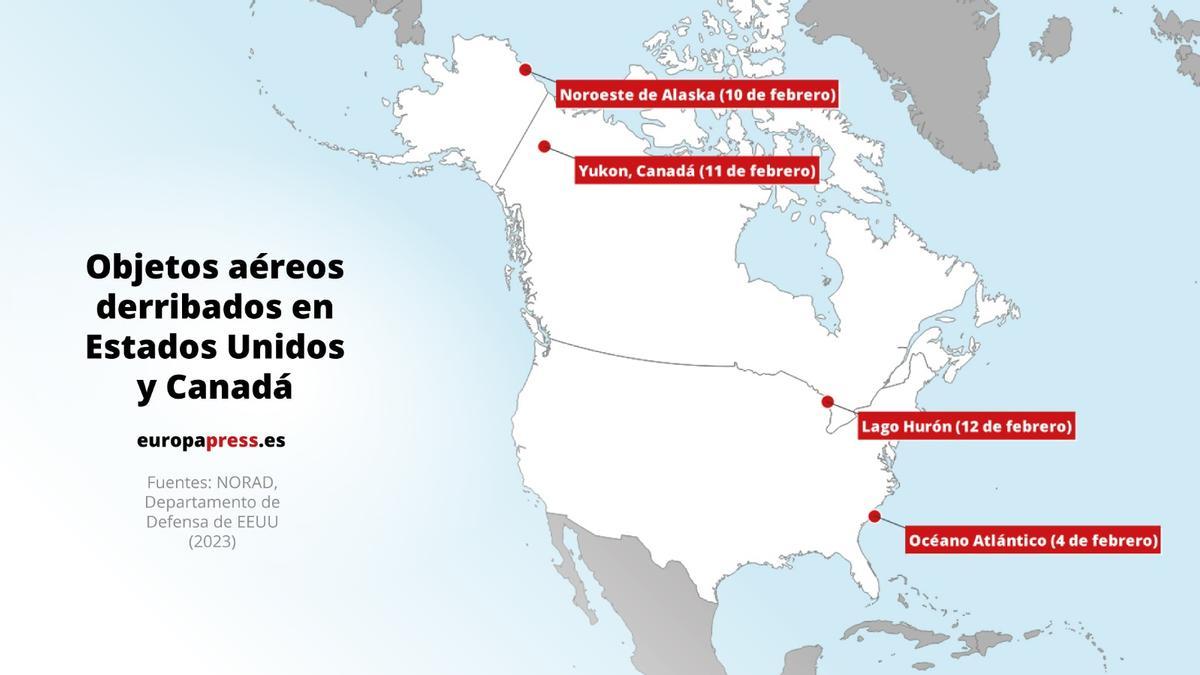 Lugares en los que se han detectado los objetos voladores no identificados.