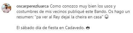 El texto del alcalde que acompaña al bando.