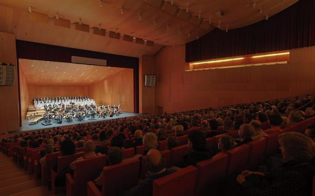 La Sinfónica, el pasado 15 de diciembre en el concierto que ofreció junto al Orfeón Pamplonés y bajo la batuta de Juanjo Mena.