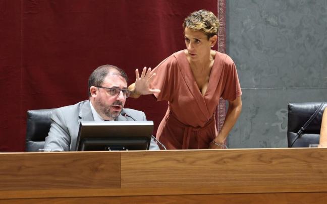María Chivite, en el Pleno del Parlamento de Navarra