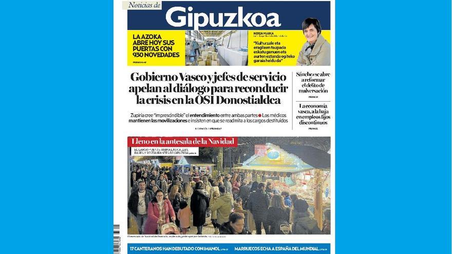 Portada de NOTICIAS DE GIPUZKOA del 7 de diciembre