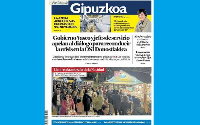 Portada de NOTICIAS DE GIPUZKOA del 7 de diciembre Portada de NOTICIAS DE GIPUZKOA del 7 de diciembre