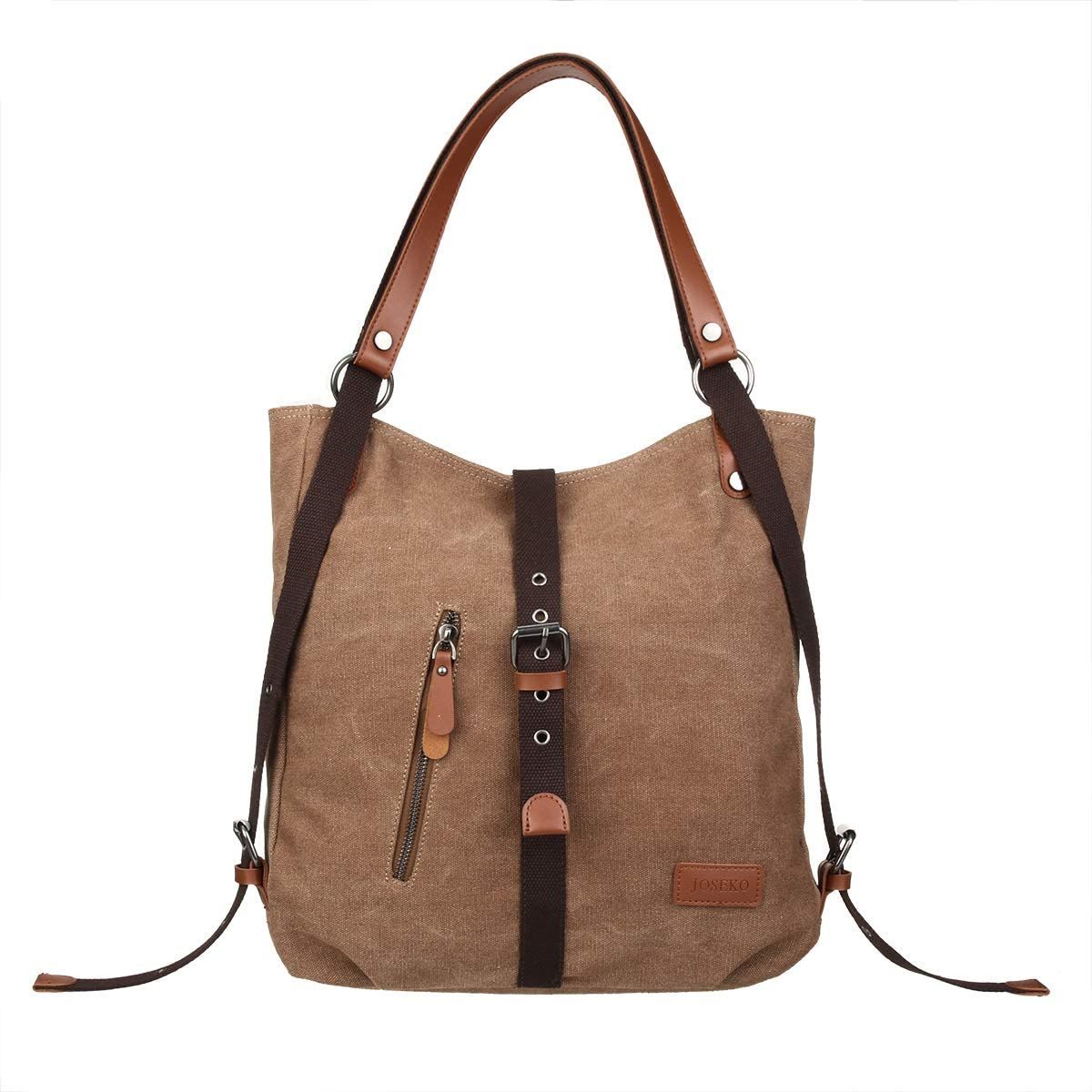 Mochila de lona convertible en bolso.