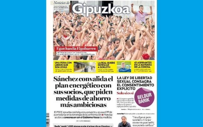 Portada de NOTICIAS DE GIPUZKOA de este viernes, 26 de agosto Portada de NOTICIAS DE GIPUZKOA de este viernes, 26 de agosto