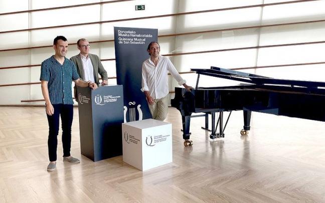 Aitor Biain, Patrick Aldaya y Josu Oki&ntilde;ena, este lunes en Donostia.