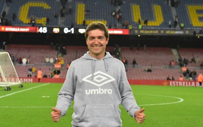 Unai Mendia, la pasada temporada en el Camp Nou tras la victoria conquistada por el Rayo Vallecano (0-1).