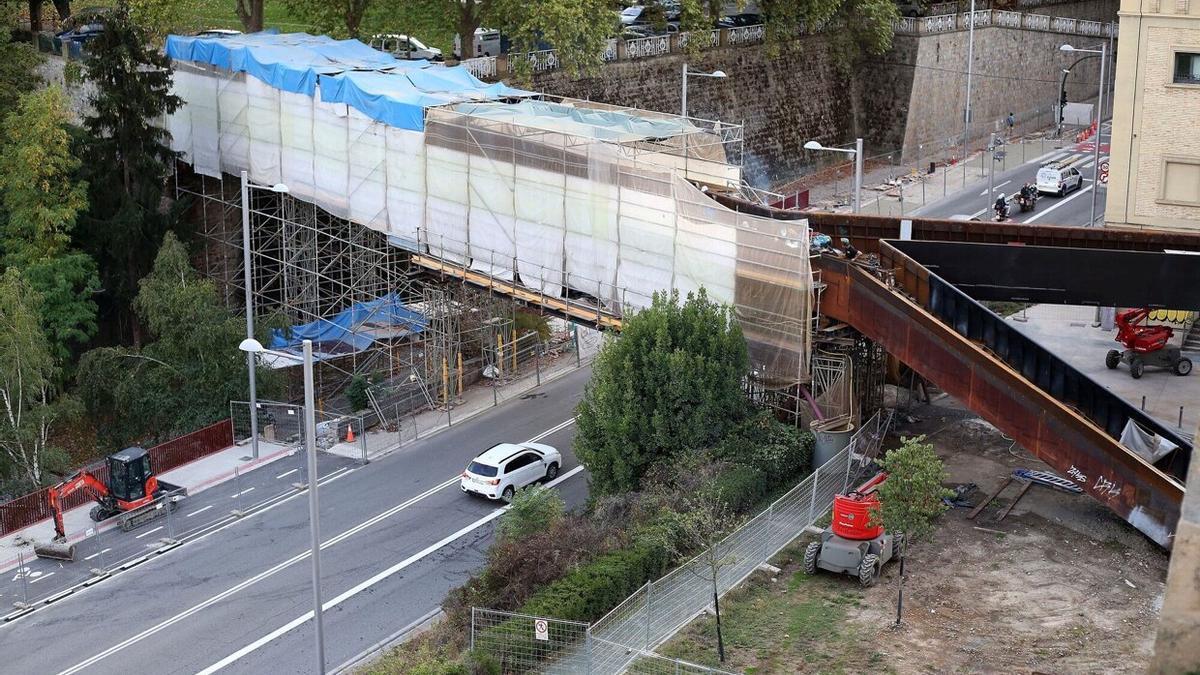 Obras de reparación de la pasarela del Labrit